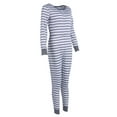 thumbnail image 3 of HYwys Women Sleepwear Romper Jumpsuit Stripe V Neck Long Sleeve One Piece Bodysuit Lounge Pajamas Gray L, 3 of 4