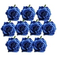thumbnail image 2 of 10 rosas artificiales de seda para decoración de bodas, coches o primavera (manualidades). R: azul oscuro, 2 of 9