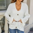thumbnail image 2 of Women's Striped Patchwork Cardigan Sweater Top Button Front Long Sleeve Casual Loose Fit Solid Color for Daily Wear Business Office Outfits Fashion Essential Gift | Sopatenor,White XL, 2 of 9