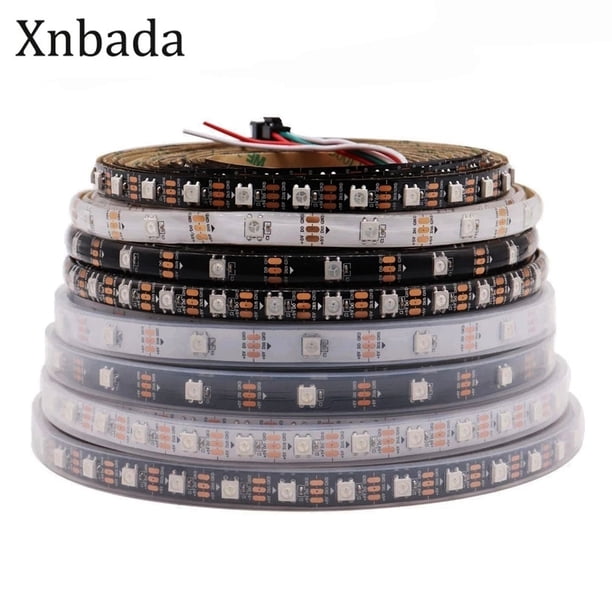 DC5V WS2812B direccionable individualmente 5050 RGB Led Strip WS2812 PCB negro/blanco IP30/65/67 píxeles inteligentes luz Led 1-5M Tan Jianjun unisex