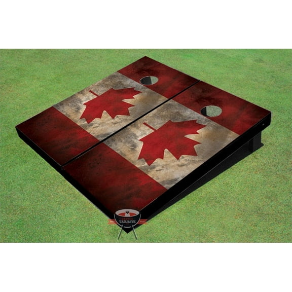 Rustic Canadian Flag Themed Cornhole Boards