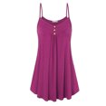 thumbnail image 3 of Womens Dresses Summer Sleeveless Spaghetti Strap Double Breasted Plain Shift Casual Dress Hot Pink M, 3 of 6