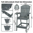 thumbnail image 3 of Kojooin Set of 2 Tall Adirondack Bar Chairs – Outdoor Barstools with High Back, Connecting Tray, Bar Height for Patio, Deck, Balcony, Backyard, 3 of 8