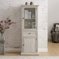 thumbnail image 3 of Xukmct Single Glass Door Tall Storage Cabinet with Drawer and Inner Shelves, Wood Sideboard Cabinet for Living Room, Kitchen, Dining Room, Office, Gray, 3 of 9