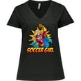 thumbnail image 3 of Inktastic Soccer Girl Superhero Women's Plus Size V-Neck T-Shirt, 3 of 5