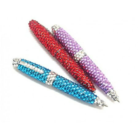 Bling Pen, Glam Rock Rhinestone & Crystals, Dream Pen!! 3 In A Pack, Twist To Retract, Black Ink, Smooth Writing. By Mega (Best 3 In 1 Vape Pen 2019)