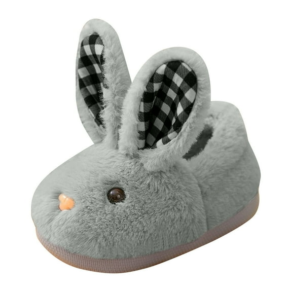 enyan Slippers for Kids Boys Indoor Fuzzy Winter Animal Plush Slippers for Boys Girls(Grey,10)
