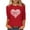 Red, variant on ABATAB Plus Size Valentine's Day Womens 3/4 Length Sleeve Shirts Crewneck Neck Love Heart Print T Shirts Casual Gift Tops