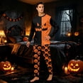 thumbnail image 5 of Halloween Pajamas, Family Pajamas Matching Sets, Halloween Matching Family Pajamas Black Orange Skeleton Print Long Sleeve 2 Piece Pj Set Spooky Sleepwear Nightwear Loungewear Gothic Family Photos, 5 of 5