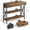 47" Console Table with 3 Drawers Industrial Entryway Table with 3 Tier