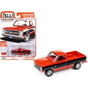 Auto World 64332 1:64 Muscle Trucks 1984 Chevy Silverado Series B Red Orange