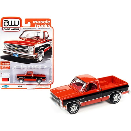 Auto World 64332 1:64 Muscle Trucks 1984 Chevy Silverado Series B Red Orange