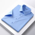 thumbnail image 1 of Camisa blanca de manga corta para hombre, de verano, de seda helada, con sensación de frío, sin planchado, de alta calidad, para negocios, antiarrugas, 1 of 6