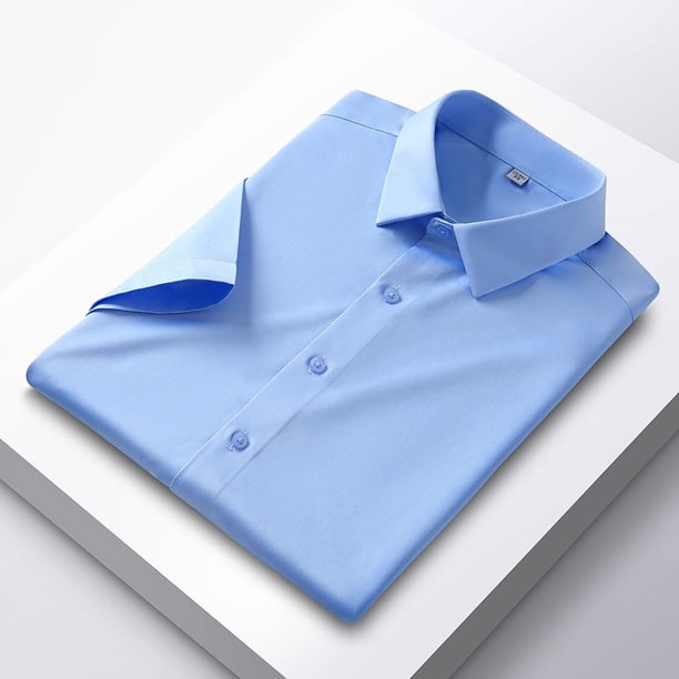 Camisa blanca de manga corta para hombre, de verano, de seda helada, con sensación de frío, sin planchado, de alta calidad, para negocios, antiarrugas