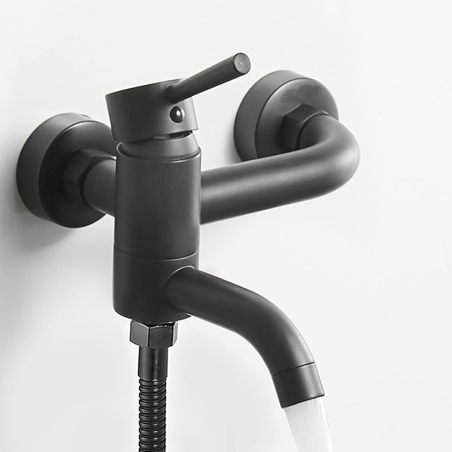 Bath Mixer Tap with Shower Attachment Bathtub Faucet Wall Mounted Brass with Shelf Hot and Cold Water Shower Faucet in Bathroom-Black