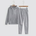 thumbnail image 2 of LEKODE Sweat Pants and Hoodie Set Women Matching Sweat Set Two Piece Tracksuit for Women Matching Sets for Women Solid Color Solid Color with Hat Sports Suit Women Womens Two Piece Sets Summer Gray L, 2 of 9