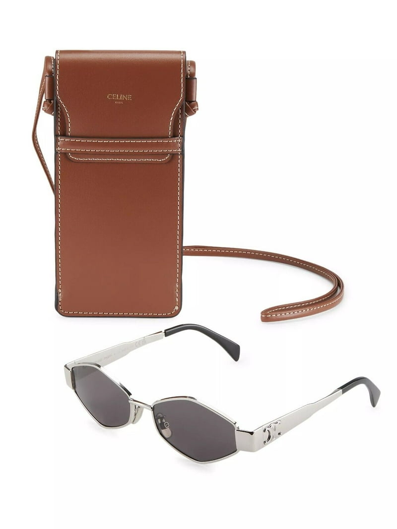 Celine CL40254U Silver Hexagon Sunglasses with Grey Lens