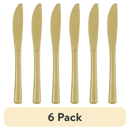 (6 pack) Plastic Disposable Cutlery Set Gold 24 Pieces by Way To Celebrate (6 pack) Plastic Disposable Cutlery Set Gold 24 Pieces by Way To Celebrate