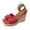 Red, variant on Rokment Bow Platform Wedge Dress Shoes for Women Bride Wedding Trendy Casual Suede Open Square Toe Espadrilles Chunky High Heels Ankle Strap Dressy Summer Shoes Red Size 8