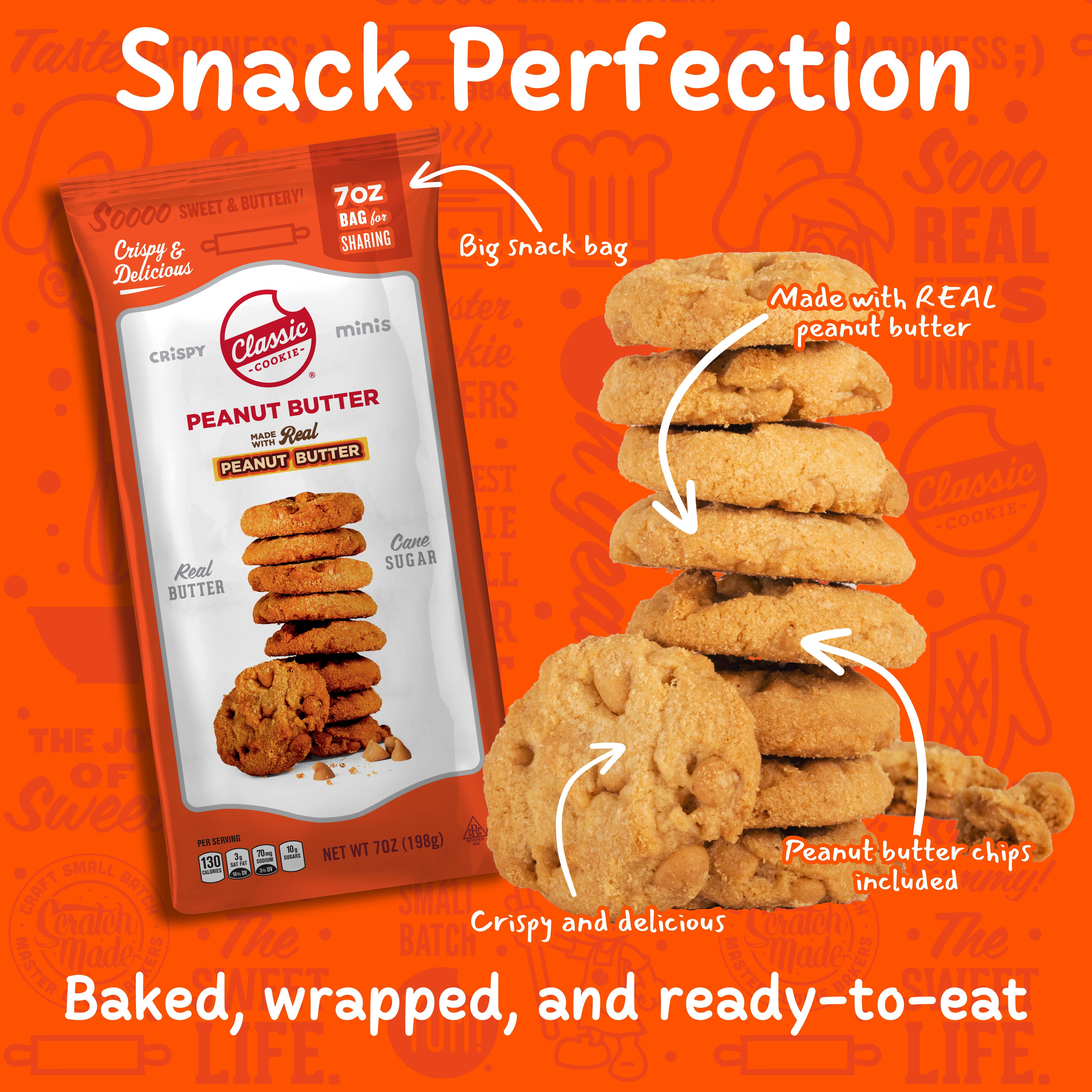 Classic Cookie, Crispy Mini Cookies, Peanut Butter 7oz, 2 Bags