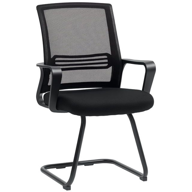 HOMCOM Ergonomic Desk Chair No Wheels, Padded Office Chair, Black