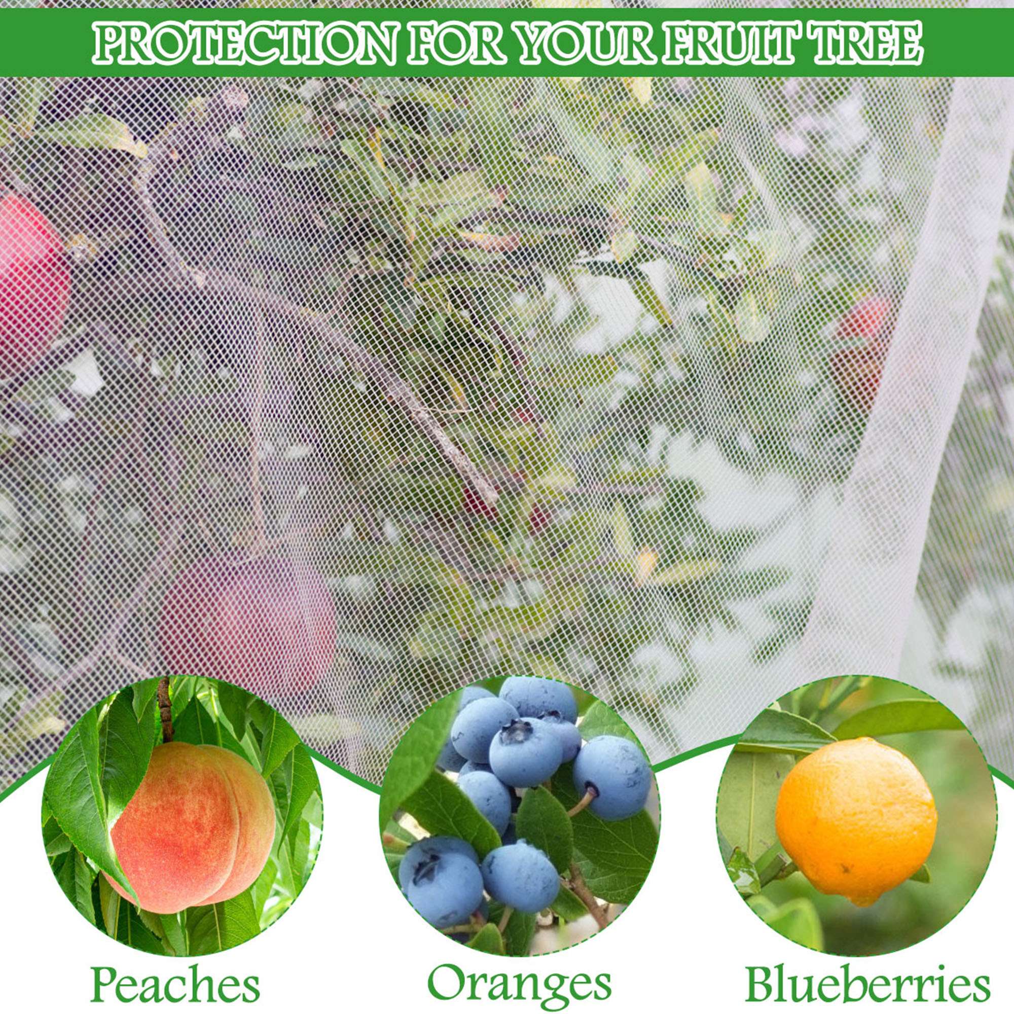 Spencer 5.9ftx5.9ft Large Fruit Tree Netting Bags Bird Netting for Garden Protection with Zipper and Drawstring, Garden Netting from Squirrels and Birds Other Animals for Cherry Apple Tree