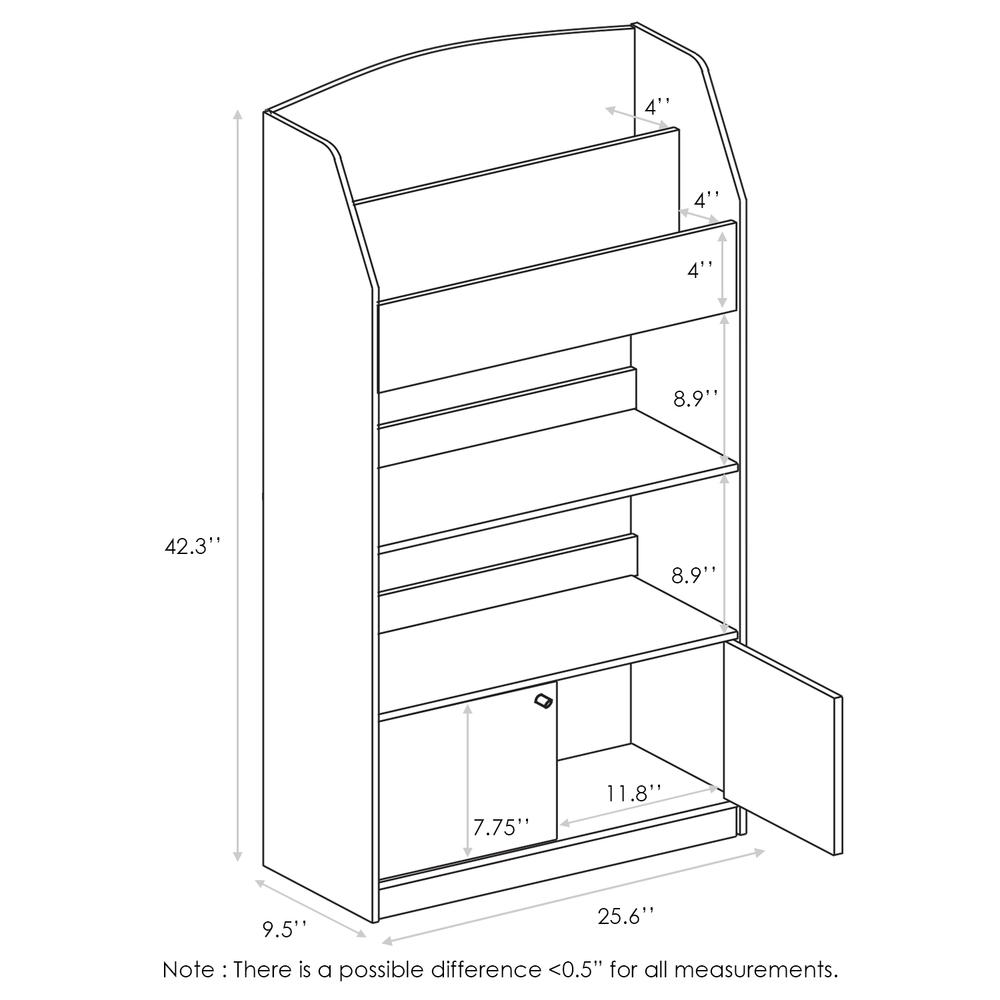 Furinno KidKanac Kids Bookshelf, 4 Tier with Cabinet, Blue - image 2 of 3