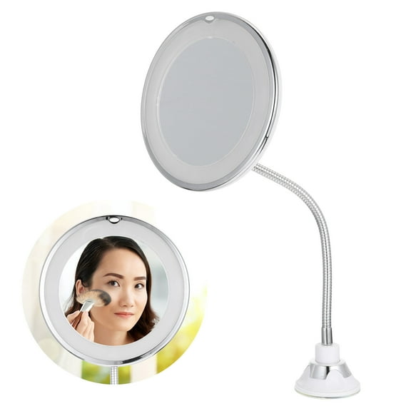 LEORX 1Pcs Bathroom Style Magnify Mirror With Light And Suction Cup For Women 7 Inches