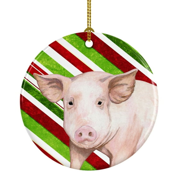 Carolines Treasures SB3136CO1 Pig Candy Cane Holiday Christmas Ceramic Ornament 3 in multicolor