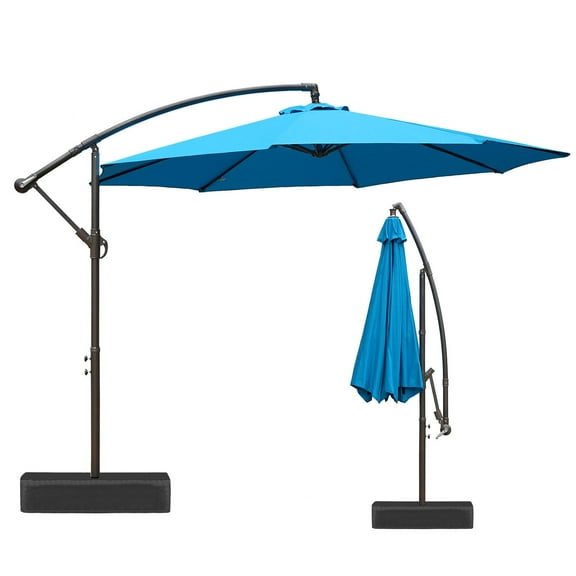 Aoodor Patio off-set Hanging Umbrella 10FT Aluminum Cantilever Umbrella Blue