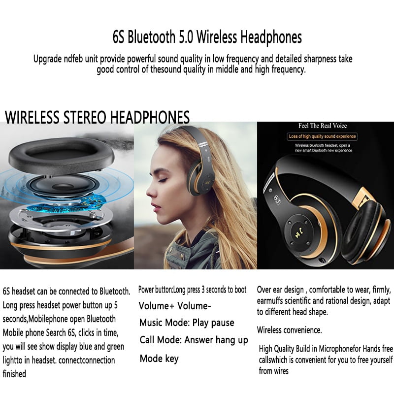 S6 New Upgraded Headphones Bluetooth 