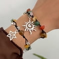 thumbnail image 2 of Handwoven Spirals Star Pattern Colorful Irregular Turquoise Bead Bohemian Adjustable Closure Designs, 2 of 9