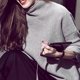 thumbnail image 2 of Women Turtleneck Long Sleeve Sweater Thick Warm Solid Color Faux Wool Pullover Top Oversized Loose Knitwear Jumper Shirt Gray L, 2 of 4