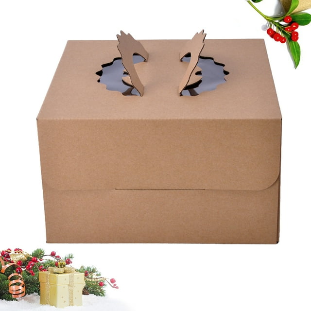 Houderco Caja Para Pastel De Papel Kraft Con Asa Para Transporte Fácil Color