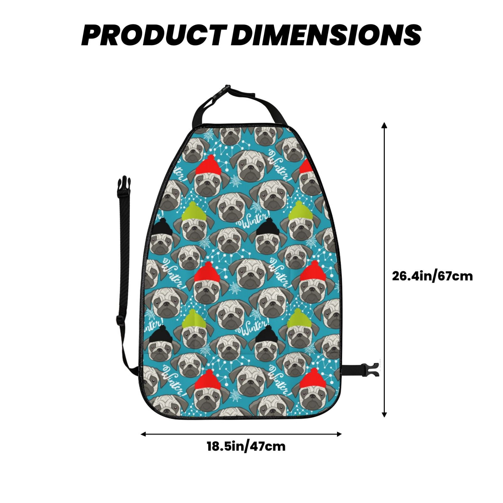 Kdxio Christmas Hat Cute French Bulldog Print 2 Pack Car Kick Mat Seat Cover Back Protector Mat with Pockets for Organizer Backseat Protector and Storage Anti Kick Pad for Vehicles