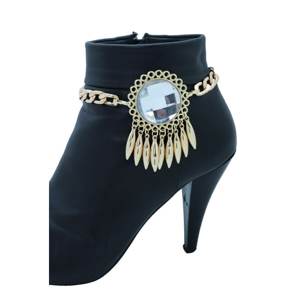 Women Gold Metal Boot Chain Bracelet Shoe Sun Flower Charm