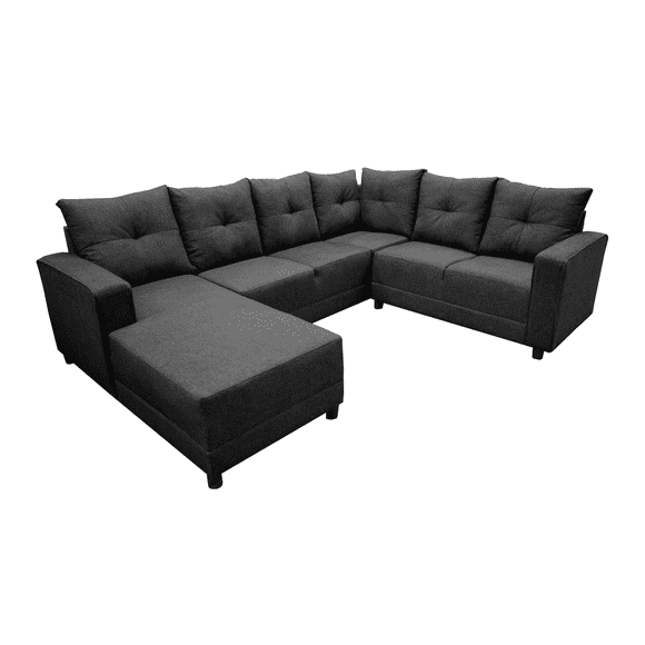 Sala Esquinera en U El Bazar Store Hera Gris Oxford 160x275x215 cm, 4 Salas en 1, Tela Lino nacional, Modular