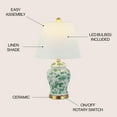 thumbnail image 3 of JONATHAN Y Penelope 22" French Country Cottage Ceramic/Iron Chinoiserie Ginger Jar LED Table Lamp, White/Green, JYL3005B, 3 of 7