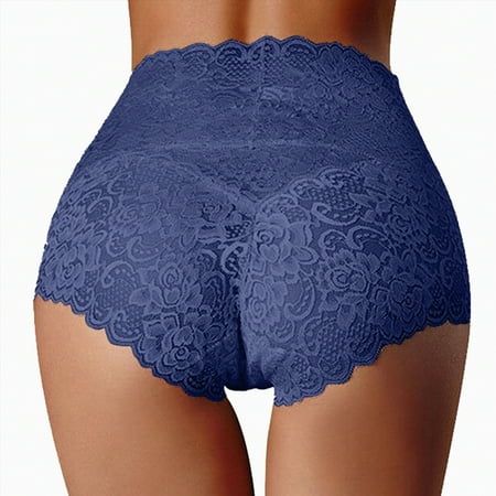 Meiodtion Underwear for Women Comfort Thong Tummy Control Seamless Panties High Waist Cheeky Panty  Dark Blue  XXXL