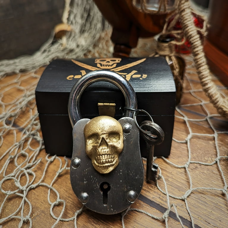 Metal Skull Padlock Heavy Duty Cast Iron Locker Treasure Metal Skull Padlock Heavy Duty Cast Iron Locker Treasure