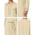 thumbnail image 5 of INSPIRE CHIC Men's Sleepshirts Henley Collar Solid Color Chest Pocket Long Sleeve Cotton Nightshirt S Khaki, 5 of 6