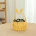thumbnail image 2 of Wickerwise Hand-Woven Easter Bunny Ear Basket with Handle – Multi-Purpose Paper Rope Wicker Basket for Easter Egg Hunts, Picnics, Flower Arrangements, Food Storage, Party, and Home Decor, Yellow, 2 of 7
