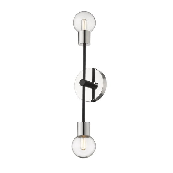 2 Light Wall Sconce Frame Finish Matte Black   Polished Nickel