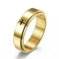 thumbnail image 2 of 6MM Gold/Rose Gold/Black/Silver Men Stainless Steel Spinner Cross Ring Size 5-12, 2 of 8