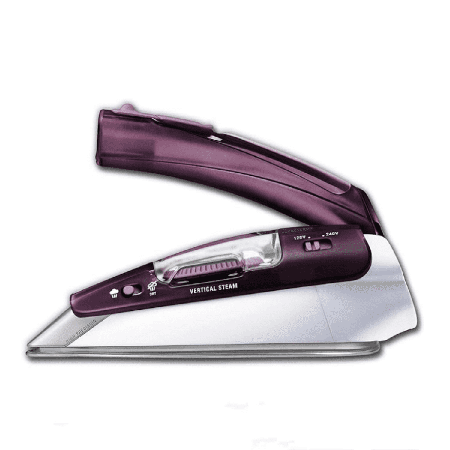 Travel Iron, Stainless Steel Soleplate Hand Held Steamer Iron for Clothes, 200 Microsteam Holes, 1000 Watts Ironing, Fabric Steamer, Dual Voltage, Mini Iron, Purple, DA1560