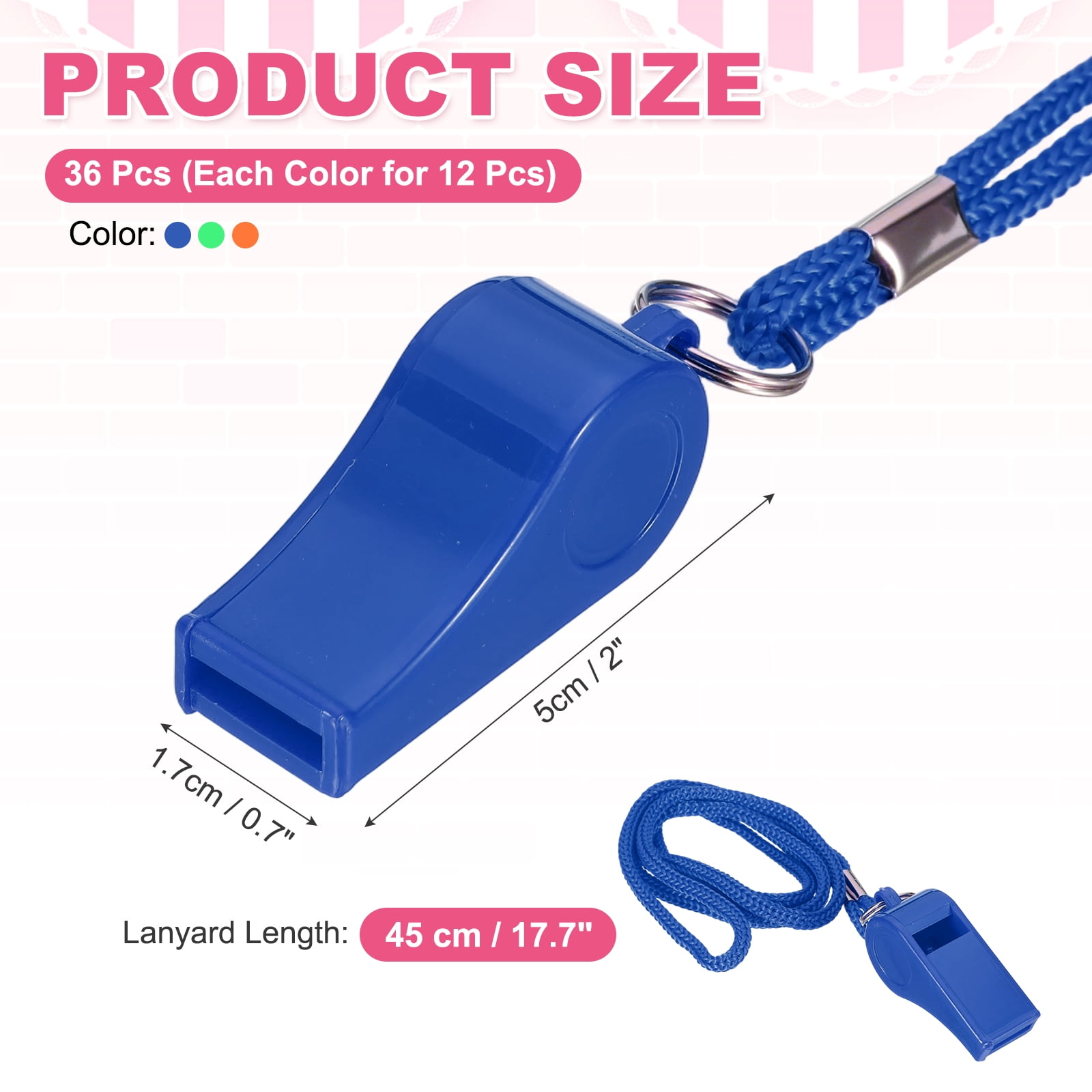 Uxcell Plastic Whistles with Lanyard, Training Sport Gather Whistles Loud Crisp Sound Colorful Bulk Whistle 36 Pcs & Multicolor -Fitting for (Coaches/Referee/Outsides/Team Events)