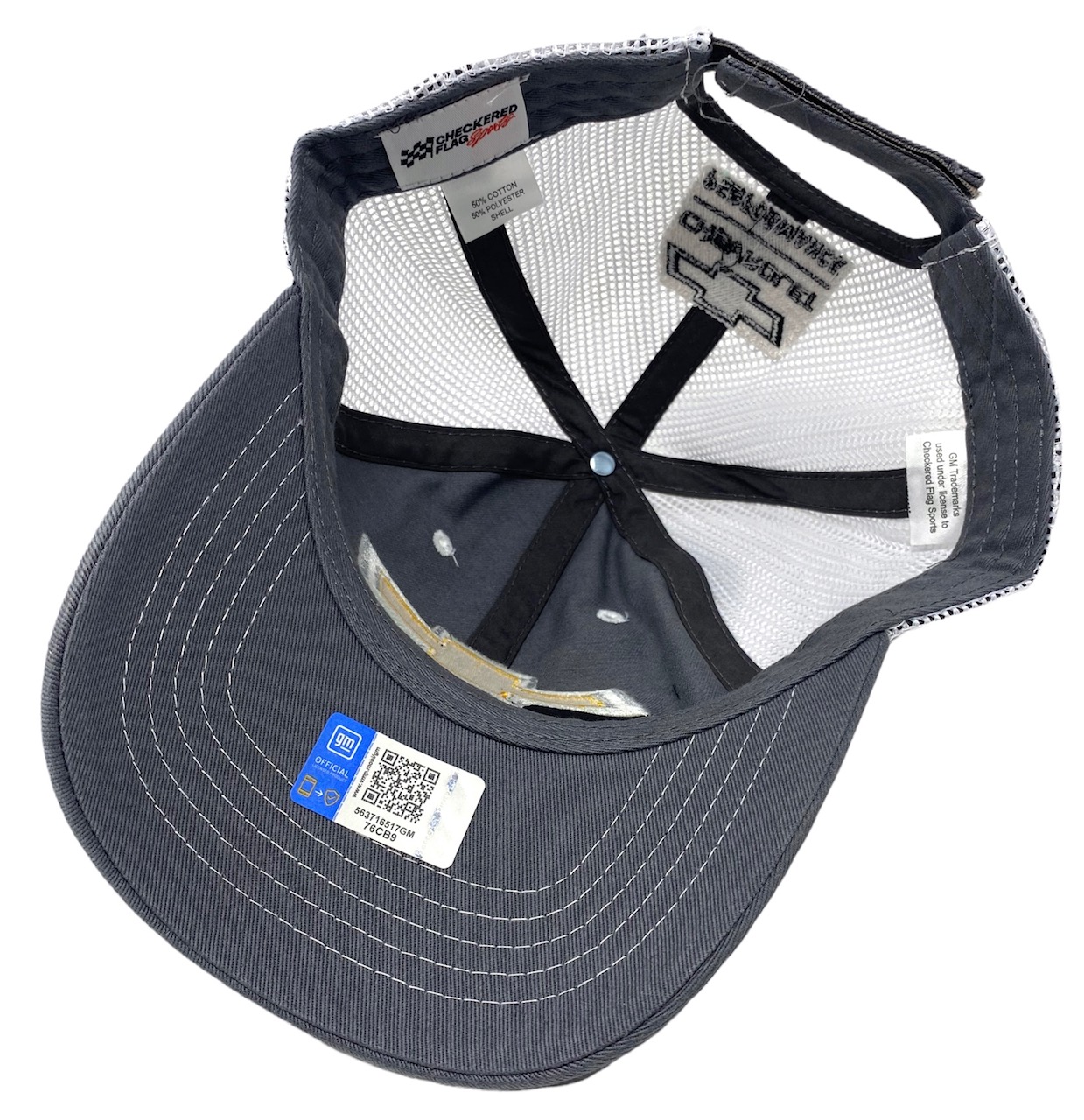 GM Chevrolet Chevy Men's Officially Licensed Embroidered Logo Trucker Hat Cap - Gray/White