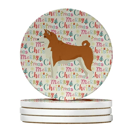 

Akita Merry Christmas Large Sandstone Coasters Pack of 4 4 in x 4 in