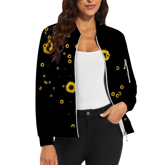 Bovemsi Bomber Jackets for Women Jacket 2025 Causal Zip Up Coats Long Sleeve Stand Collar Fall Lightweight Outerwear Tops Light Jackets