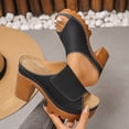 thumbnail image 6 of Pandaie Platform Sandals for Women 2026 Open Toe Chunky Wedge High Heels Comfortable Leather Summer Dressy Pumps with Arch Support Size 6-10 Black, 6 of 8